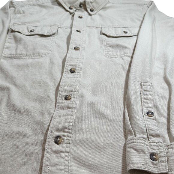 Men's XXL Lucky Brand Cream/Oatmeal Long Sleeve Button Down Shirt Jacket Shacket - Picture 2 of 9